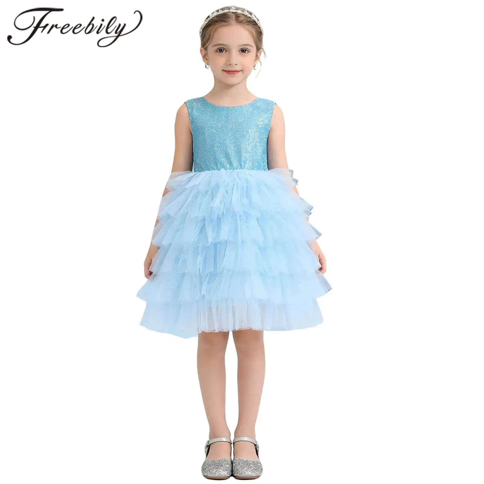 Kids Sleeveless Modern Dance Costume Tiered Tulle Prom Dress Children Graduation Birthday Party Dress with Big Bow Prom Gown
Kids Sleeveless Modern Dance Costume Tiered Tulle Prom Dress Children Graduation Birthday Party Dress with Big Bow Prom Gown