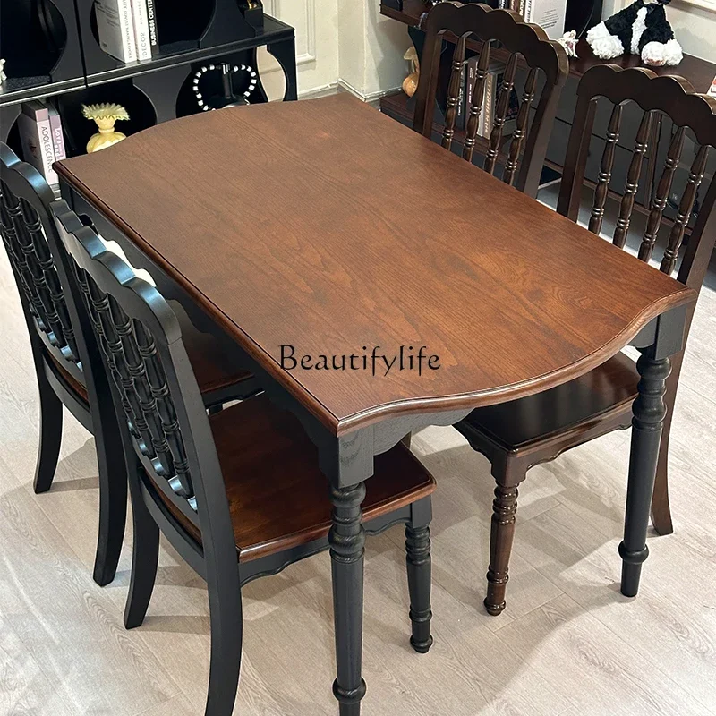 ls 35 French Style Solid Wood Dining Table for Home Use, American Style Small Apartment Desk, Dual-purpose 
ls 35 French Style Solid Wood Dining Table for Home Use, American Style Small Apartment Desk, Dual-purpose