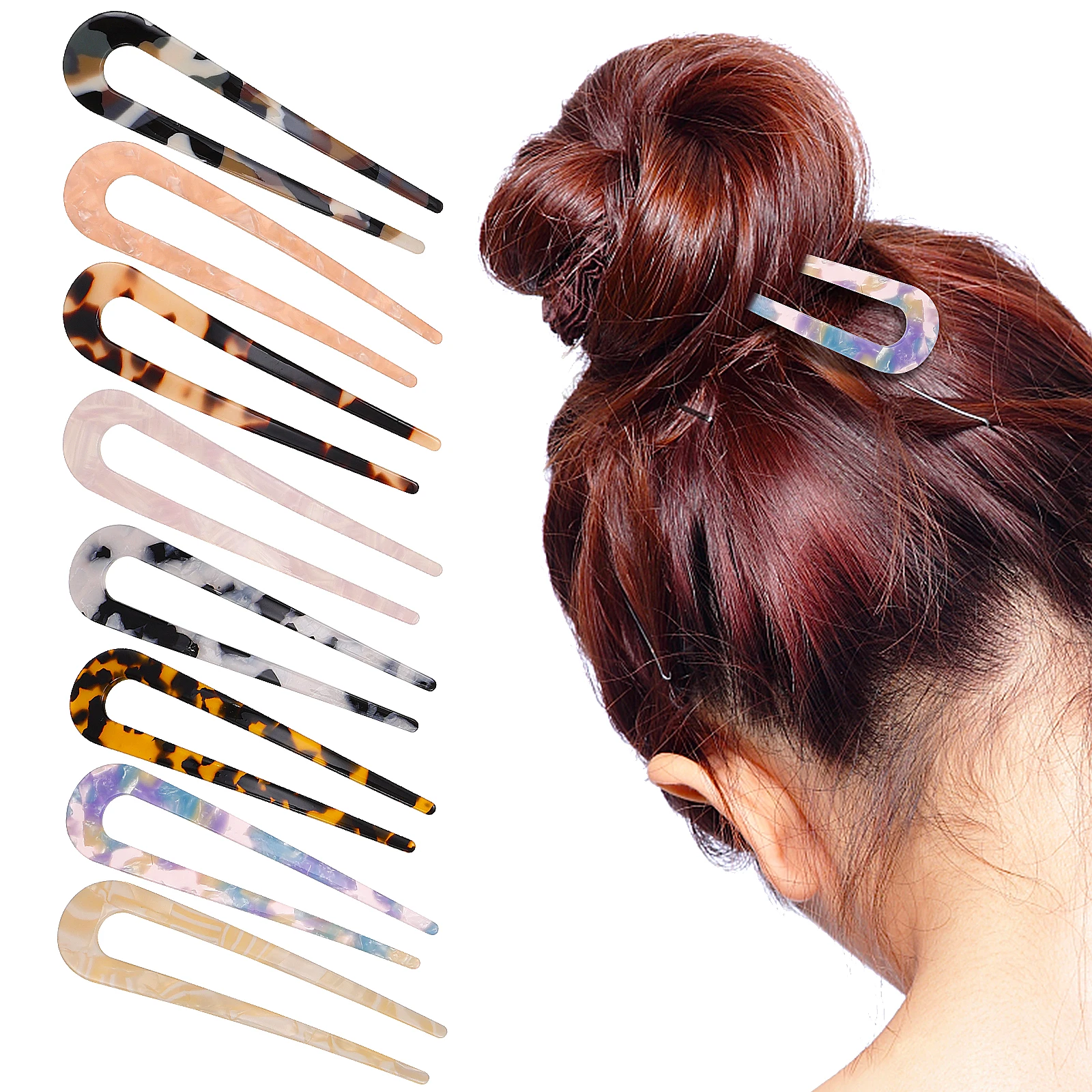 8pcs U-shaped Hairpins Acetate Smooth Glossy Durable Women Hair Accessories Bun Sticks Hairstyle Tool Versatile Decorative
8pcs U-shaped Hairpins Acetate Smooth Glossy Durable Women Hair Accessories Bun Sticks Hairstyle Tool Versatile Decorative