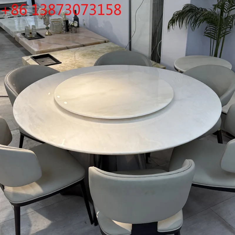 White natural marble round dining table stainless steel simple modern family villa size apartment table
White natural marble round dining table stainless steel simple modern family villa size apartment table
