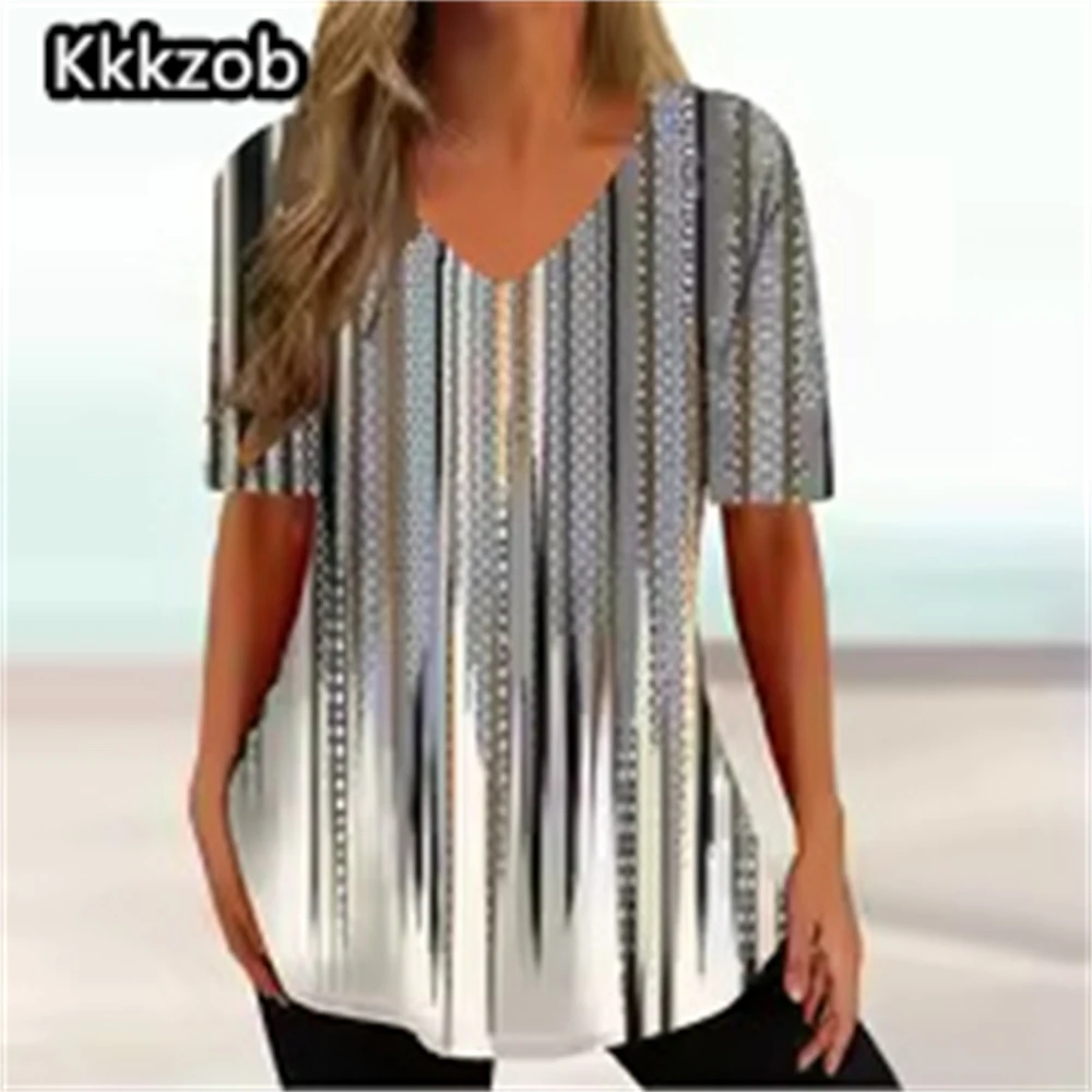 Women's Short Sleeve T-Shirt Casual Stripe Graphic Tees for Ladies V-Neck Loose Blouse Summer Vintage Print Girls Clothing Tops
Women's Short Sleeve T-Shirt Casual Stripe Graphic Tees for Ladies V-Neck Loose Blouse Summer Vintage Print Girls Clothing Tops