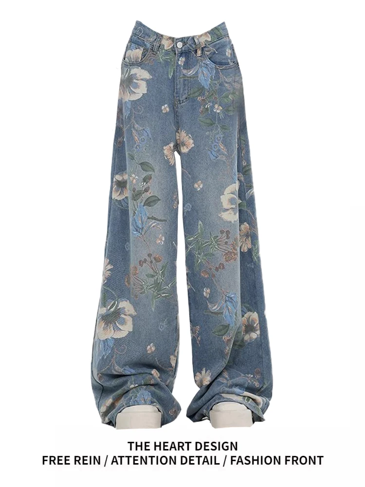Retro American Printed Jeans Women's Loose Straight Leg Floor-Length Trousers Design Sensation Casual High Waist Long P...
Retro American Printed Jeans Women's Loose Straight Leg Floor-Length Trousers Design Sensation Casual High Waist Long P...