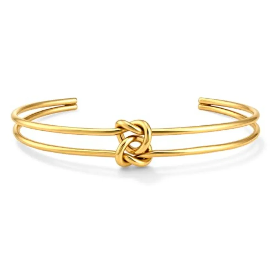Double Layer Open Bracelet with Knot Design for Women 14K Gold Plated Adjustable Bangle Cuff Bracelet Elegant Minimalist Bangle
Double Layer Open Bracelet with Knot Design for Women 14K Gold Plated Adjustable Bangle Cuff Bracelet Elegant Minimalist Bangle