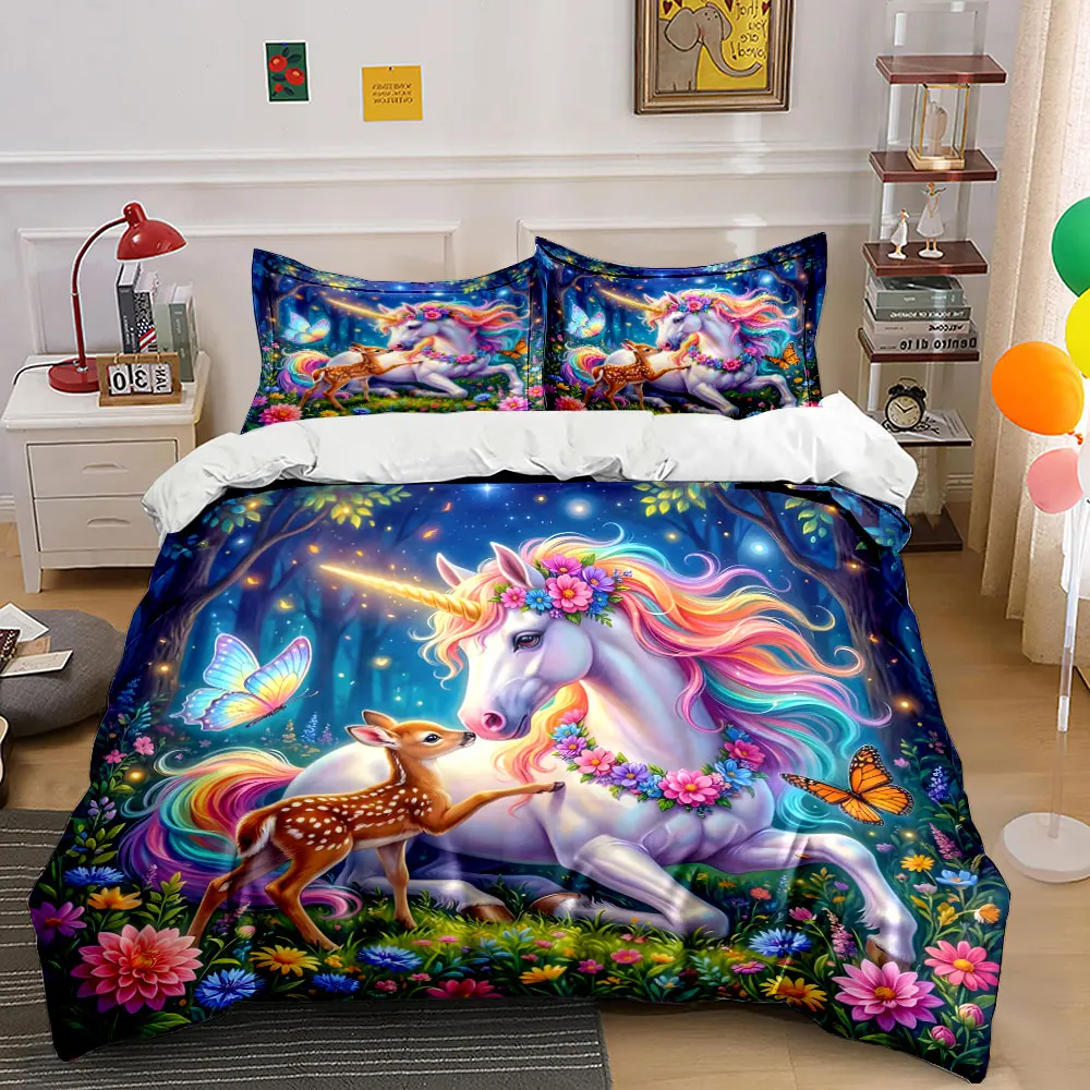 Enchanted unicorn and fawn in forest Pattern Duvet Cover Set Digital Print Colorful Polyester Bedding with Zipper Closur gifts
Enchanted unicorn and fawn in forest Pattern Duvet Cover Set Digital Print Colorful Polyester Bedding with Zipper Closur gifts