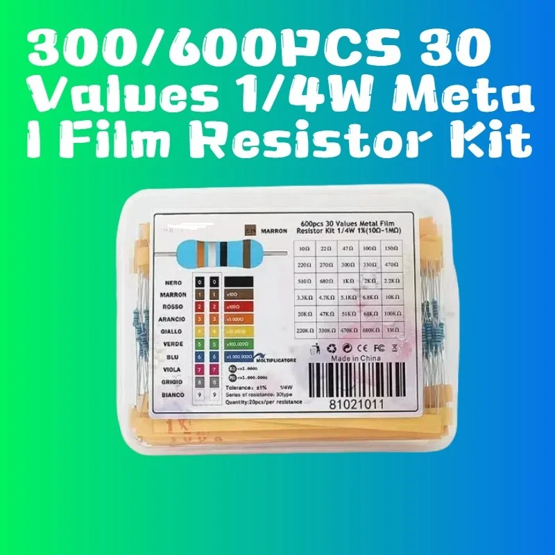 300/600 шт. 30 значений 1/4 Вт комплект металлопленочных резисторов с коробкой сопротивление 10 Ом ~ 1 м 1% комплект резисторов
300/600 шт. 30 значений 1/4 Вт комплект металлопленочных резисторов с коробкой сопротивление 10 Ом ~ 1 м 1% комплект резисторов