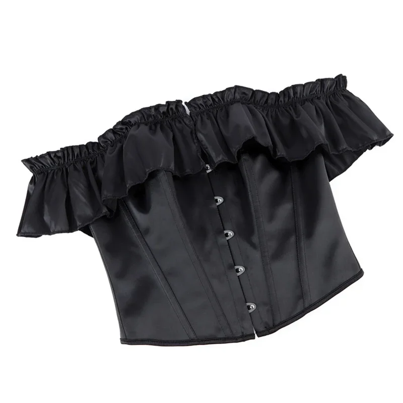 Off Shoulder Corset Top Gothic Overbust Bustier Vest Lace Up Ruffles Short Sleeve Brocade Corselet for Women Steampunk
Off Shoulder Corset Top Gothic Overbust Bustier Vest Lace Up Ruffles Short Sleeve Brocade Corselet for Women Steampunk