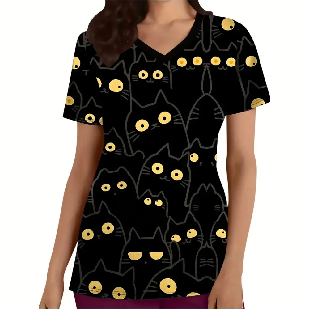 Cute Cat Print Scrub Medical Woman Microstretch V-Neck Dental Nursing Casual Short Sleeved Tops Spa Vet Women's Medical Uniform
Cute Cat Print Scrub Medical Woman Microstretch V-Neck Dental Nursing Casual Short Sleeved Tops Spa Vet Women's Medical Uniform