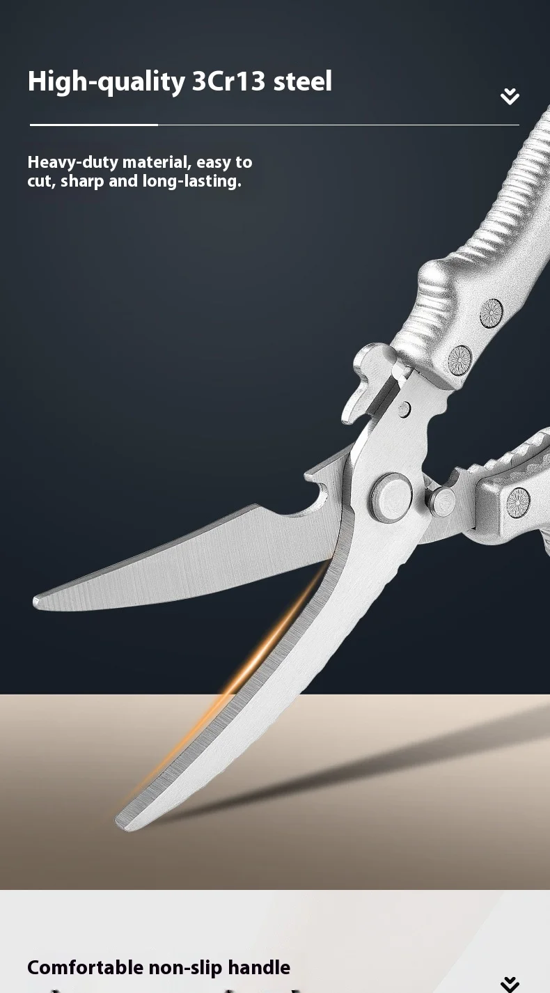 Multifunctional Kitchen Scissors for Cutting Meat Vegetables Fish Bones with Non-Slip Handle - Chicken Bone Cutting Scissors
Multifunctional Kitchen Scissors for Cutting Meat Vegetables Fish Bones with Non-Slip Handle - Chicken Bone Cutting Scissors