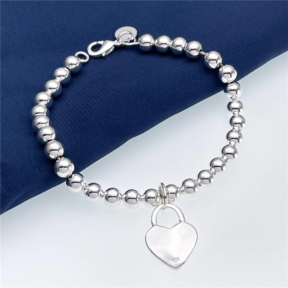 New 925 Sterling Silver Charm 6M Beads Chain Heart Bracelet for Women Fashion Party Wedding Jewelry Couple Gifts
New 925 Sterling Silver Charm 6M Beads Chain Heart Bracelet for Women Fashion Party Wedding Jewelry Couple Gifts