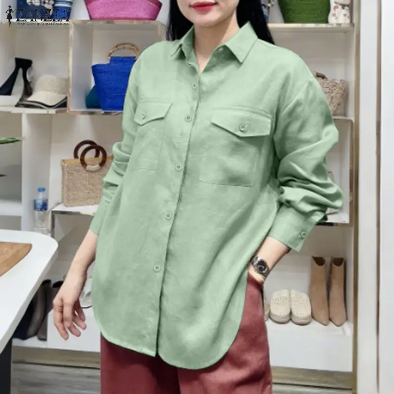 2026 ZANZEA Весенняя модная женская рубашка с отложным воротником и длинным рукавом, элегантная офисная блузка, повседневный однотонный топ на пуговицах, оверсайз
2026 ZANZEA Весенняя модная женская рубашка с отложным воротником и длинным рукавом, элегантная офисная блузка, повседневный однотонный топ на пуговицах, оверсайз