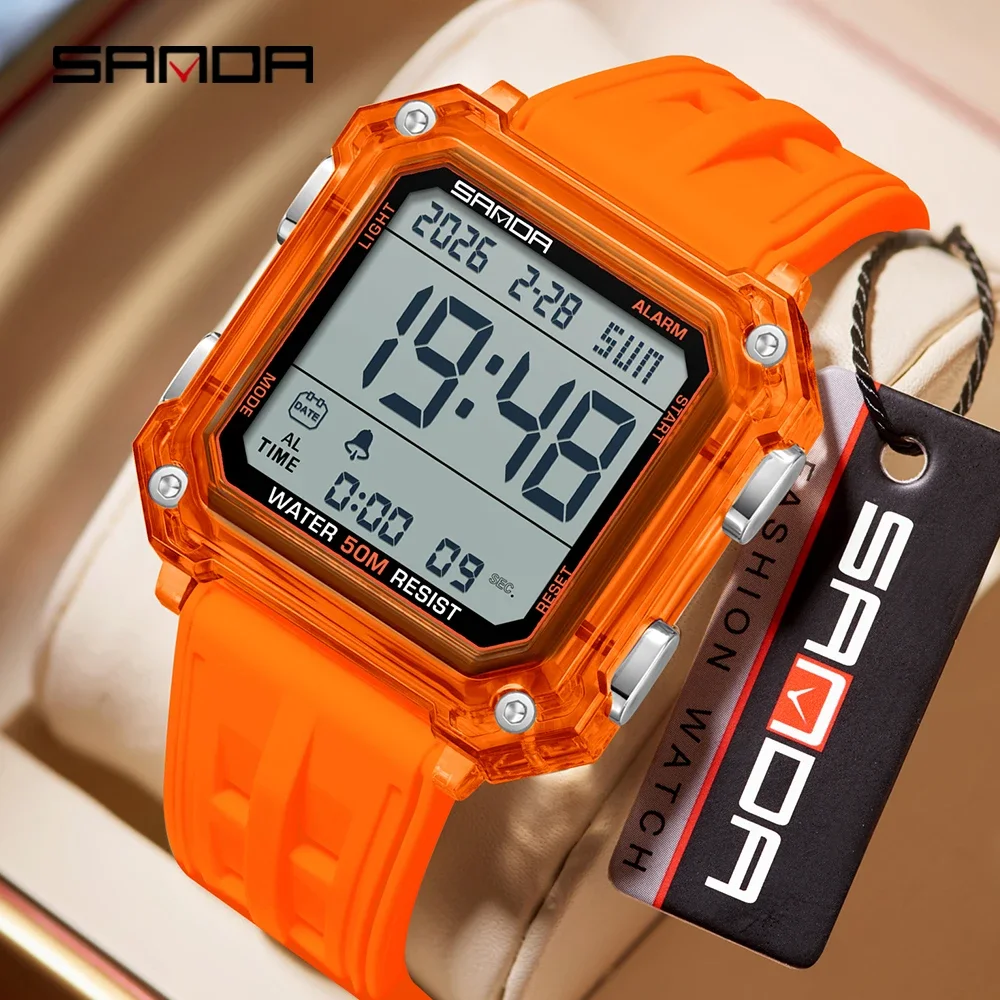 SANDA 6377 Fashion Student Electronic Watch Square Transparent Sports Multi functional Waterproof LED Electronic Digital Watch
SANDA 6377 Fashion Student Electronic Watch Square Transparent Sports Multi functional Waterproof LED Electronic Digital Watch