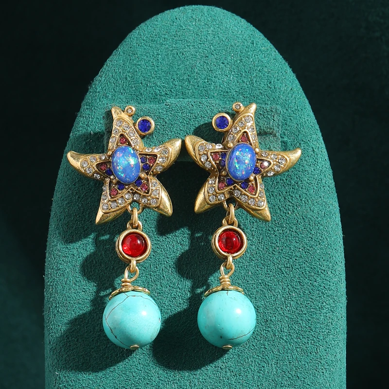 Vintage Starfish Earring With Zircon Antique Gold Plated Pendant Turquoise Jewelry For Women 2026 Charm Retro Summer Beach Trend
Vintage Starfish Earring With Zircon Antique Gold Plated Pendant Turquoise Jewelry For Women 2026 Charm Retro Summer Beach Trend