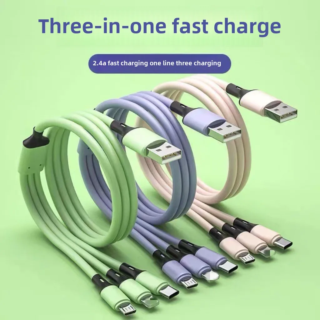 One To Three Liquid Silicone Fast Charging Data Cable Suitable for Android Type-C Apple Phone Three in One Charging Cable
One To Three Liquid Silicone Fast Charging Data Cable Suitable for Android Type-C Apple Phone Three in One Charging Cable