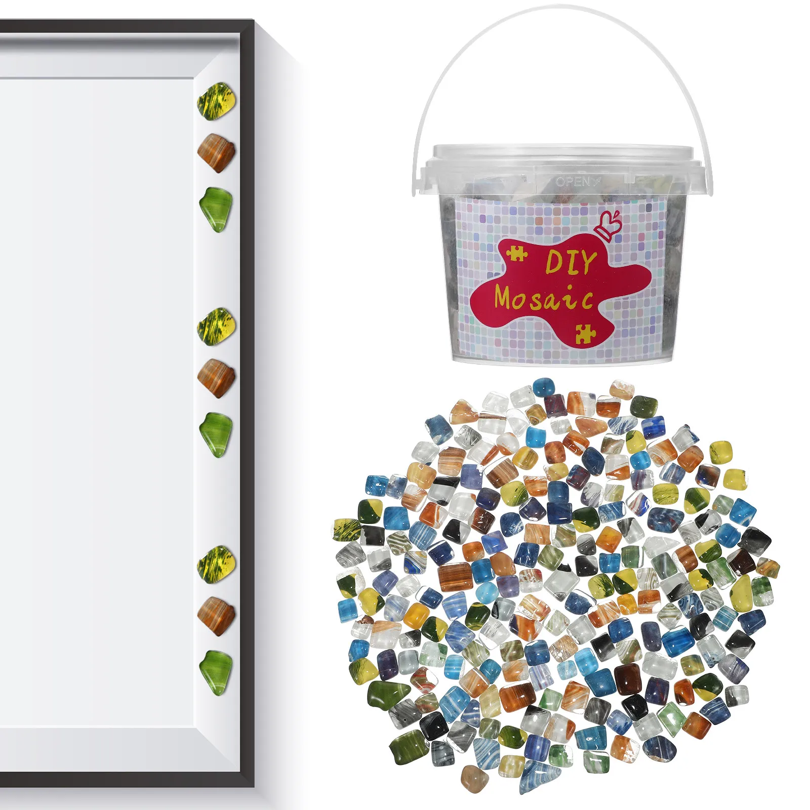 1 Bucket Mosaic Tiles Glass Mosaic Kit Colorful Sparkling Glass Pieces for Crafts DIY Picture Frames Flower Pots Fish Tanks
1 Bucket Mosaic Tiles Glass Mosaic Kit Colorful Sparkling Glass Pieces for Crafts DIY Picture Frames Flower Pots Fish Tanks