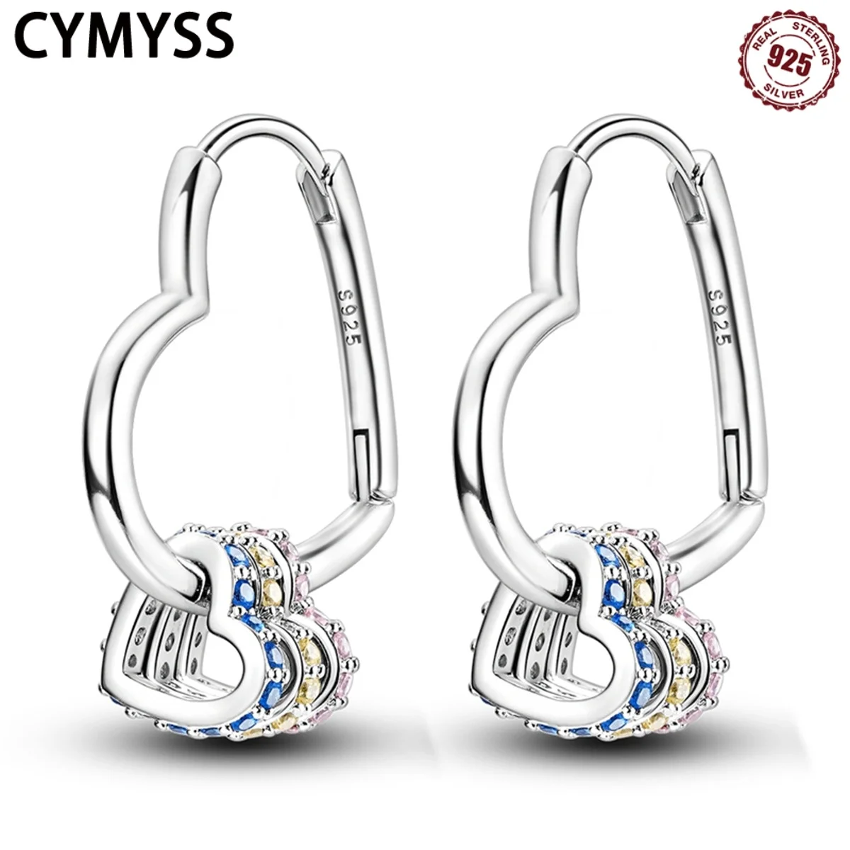CYMYSS 925 Sterling Silver heart-shaped Three Ring Colored Zircon Earrings Original Earrings Suitable For Parties
CYMYSS 925 Sterling Silver heart-shaped Three Ring Colored Zircon Earrings Original Earrings Suitable For Parties