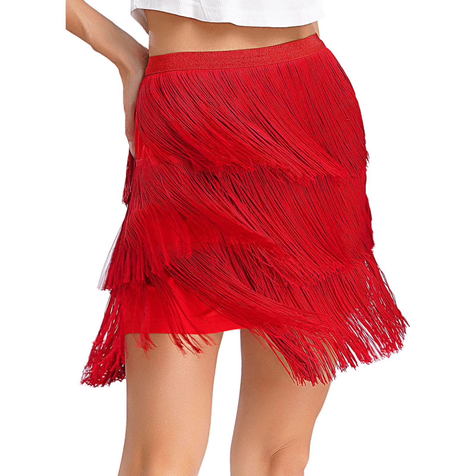 Tassel Skirts for Women Latin Jazz Tango Cha-cha Dance Performance Costume Dancewear Solid Color Elastic Waistband Tiered Skirts
Tassel Skirts for Women Latin Jazz Tango Cha-cha Dance Performance Costume Dancewear Solid Color Elastic Waistband Tiered Skirts