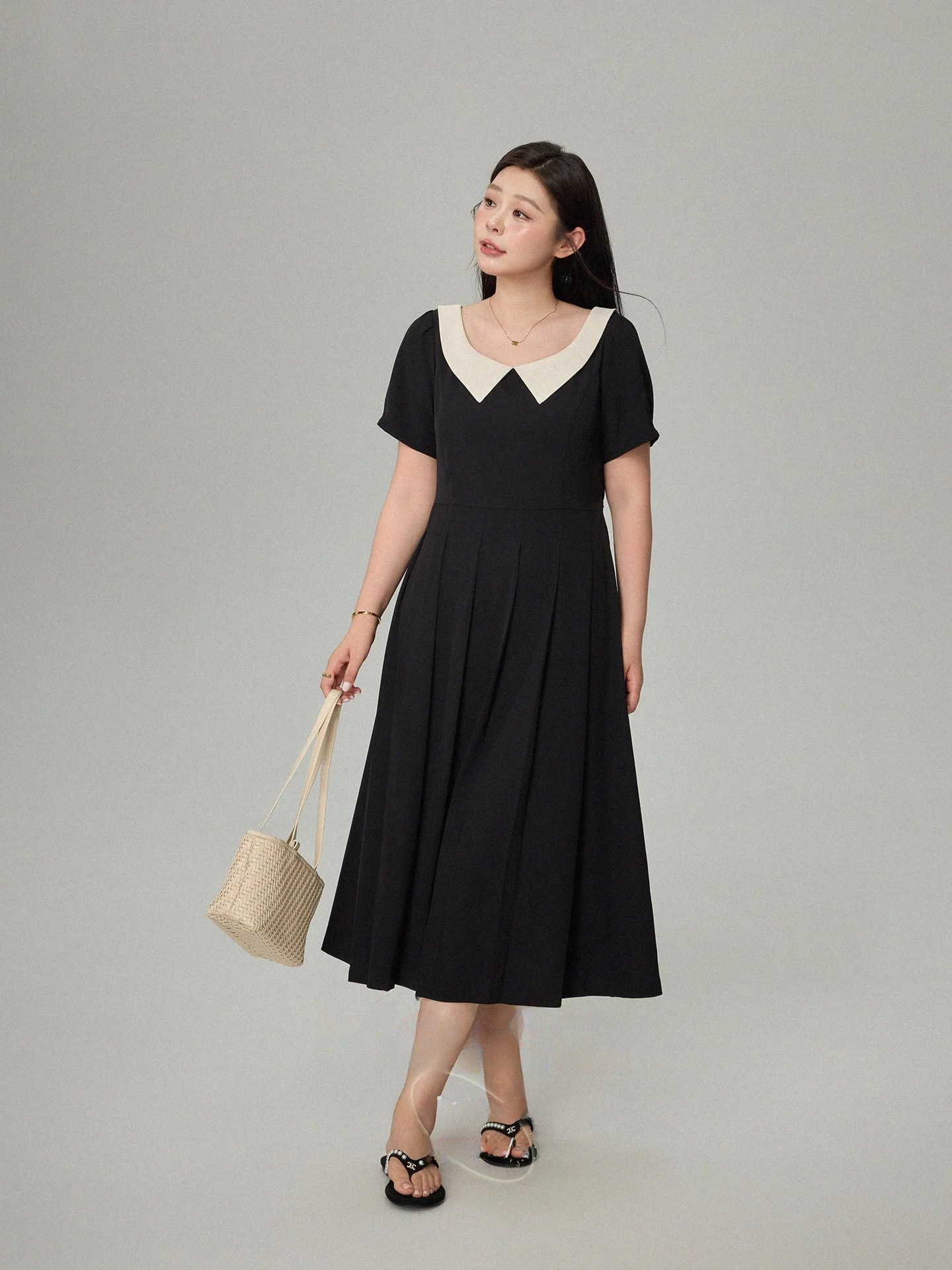 Monika plus Size Women's Summer New Peter Pan Collar Long Skirt Dress Belly Covering A-Line High Waist Polyester Fiber Dress
Monika plus Size Women's Summer New Peter Pan Collar Long Skirt Dress Belly Covering A-Line High Waist Polyester Fiber Dress