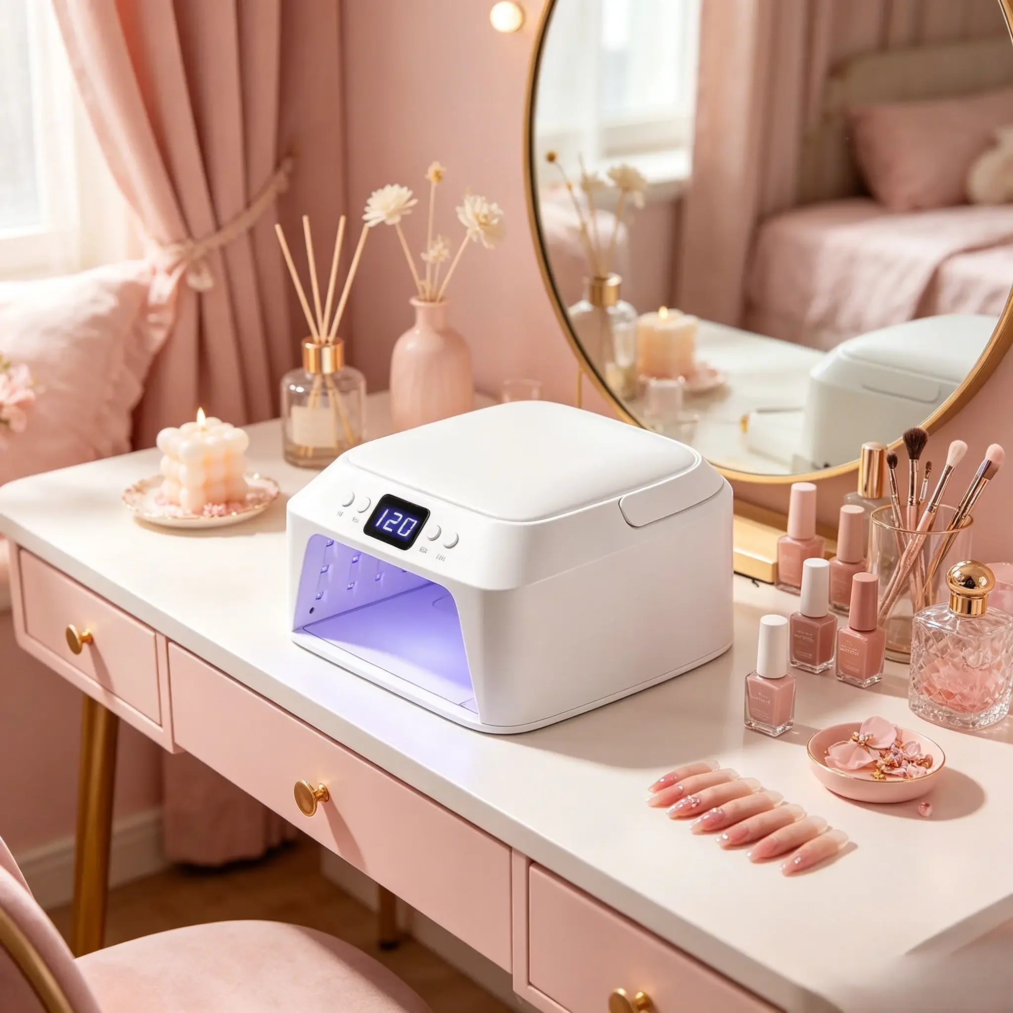 72W 71‑LED UV LED Nail Lamp, Large‑Space Nail Dryer with Hand Pillow, Smart Auto‑Sensor Professional UV Light for Manicure
72W 71‑LED UV LED Nail Lamp, Large‑Space Nail Dryer with Hand Pillow, Smart Auto‑Sensor Professional UV Light for Manicure