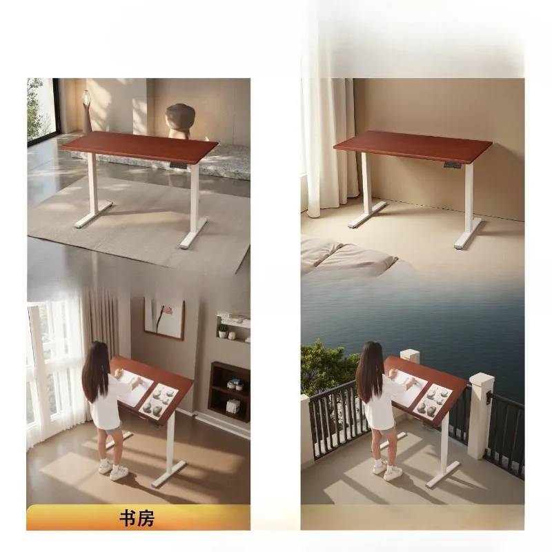 Medium-style solid wood, electric lifting painting table, flip study table
Medium-style solid wood, electric lifting painting table, flip study table