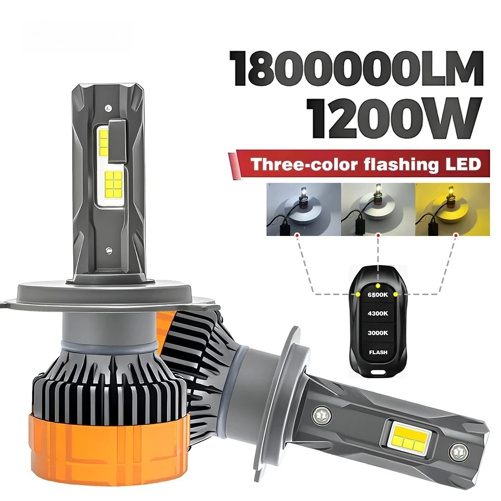 1200W H7 LED Headlights with H1 H4 H11 9005 9006 9012 6500K 4300K 3000K Three Color Remote Control for Car Headlights Lights
1200W H7 LED Headlights with H1 H4 H11 9005 9006 9012 6500K 4300K 3000K Three Color Remote Control for Car Headlights Lights