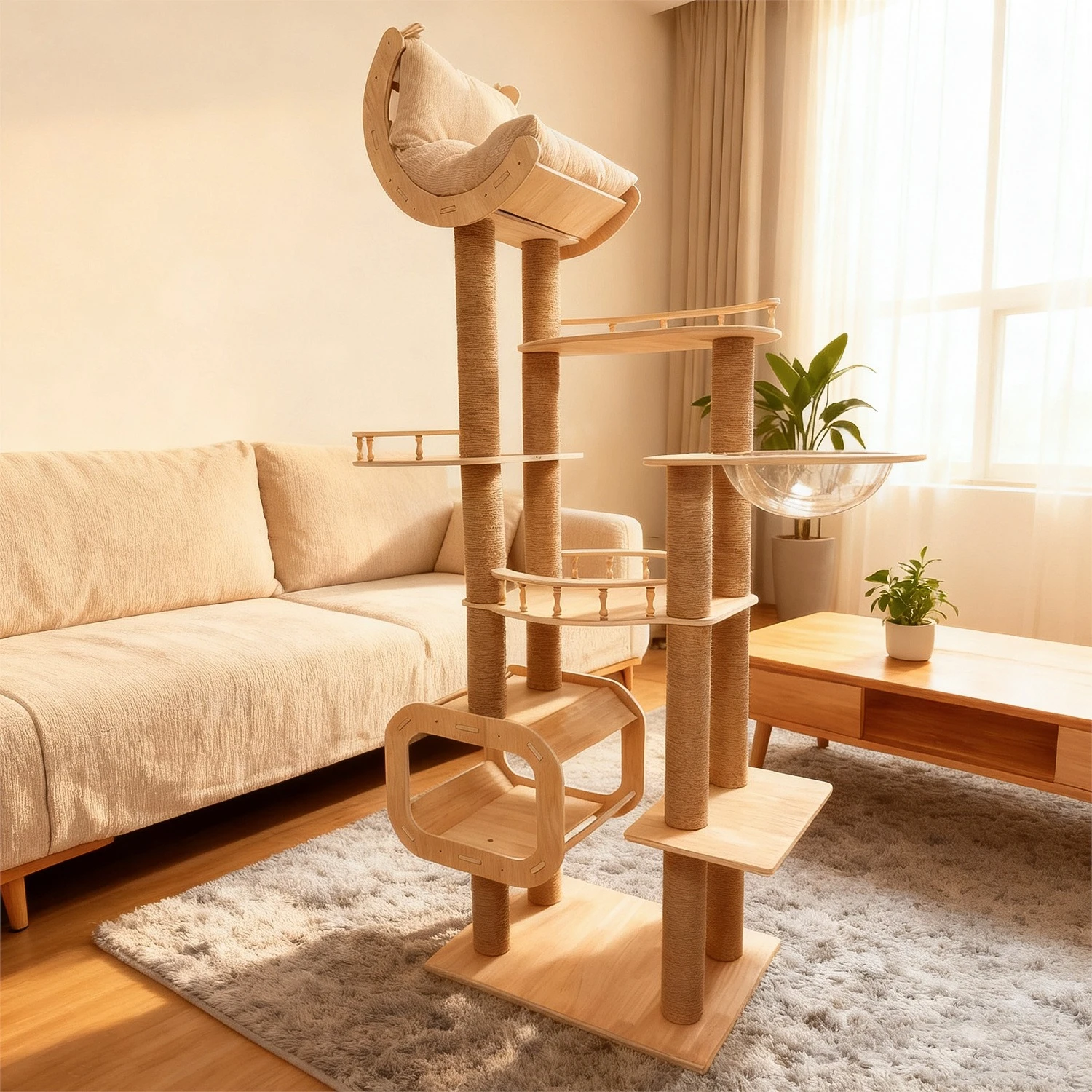 Large solid wood cat climbing frame integrated four seasons sky large scratching board space capsule fat cat toy scratching
Large solid wood cat climbing frame integrated four seasons sky large scratching board space capsule fat cat toy scratching