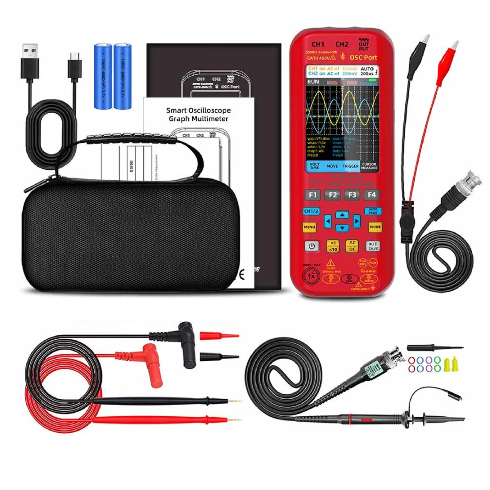 Field Testing Signal Generator Dual Channel Oscilloscope 216.6*84.5*36mm 250MSa s Sampling Rate 50MHz Bandwidth
Field Testing Signal Generator Dual Channel Oscilloscope 216.6*84.5*36mm 250MSa s Sampling Rate 50MHz Bandwidth