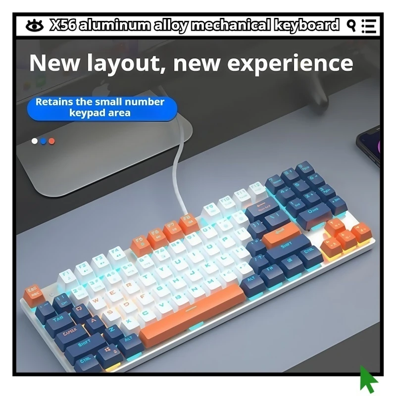 X56 Механическая клавиатура из алюминиевого сплава Проводная эргономичная шелковистая сенсорная механическая клавиатура Корпус двухцветная клавиатура Двухступенчатый штатив RGB
X56 Механическая клавиатура из алюминиевого сплава Проводная эргономичная шелковистая сенсорная механическая клавиатура Корпус двухцветная клавиатура Двухступенчатый штатив RGB