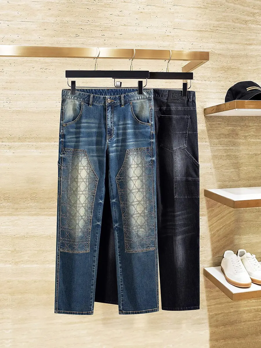Spring/Summer Designer retro tooling Wood rattan plaid combed cotton linen men's loose slightly wide straight leg jeans
Spring/Summer Designer retro tooling Wood rattan plaid combed cotton linen men's loose slightly wide straight leg jeans