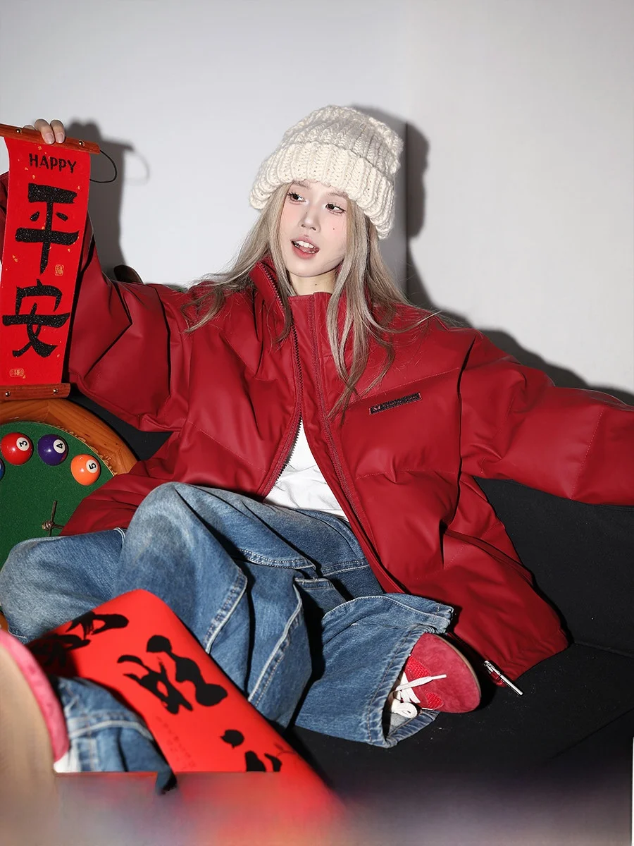 Manyston American Sle PU Leather Bread Jaet Women's Winter Warmth Cold Resistant Cotton Coat Street Sle Loose Fit Printed
Manyston American Sle PU Leather Bread Jaet Women's Winter Warmth Cold Resistant Cotton Coat Street Sle Loose Fit Printed