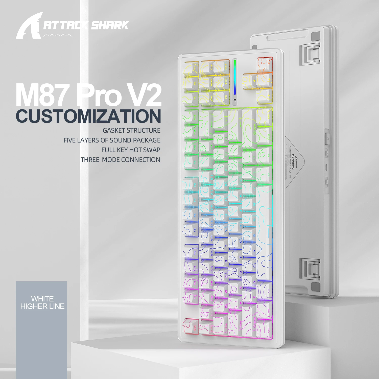 Механическая клавиатура Attack Shark M87 Pro V2, Bluetooth, беспроводная, трехрежимная, RGB-подсветка, ПОДАРОК, игровая клавиатура, подарок
Механическая клавиатура Attack Shark M87 Pro V2, Bluetooth, беспроводная, трехрежимная, RGB-подсветка, ПОДАРОК, игровая клавиатура, подарок