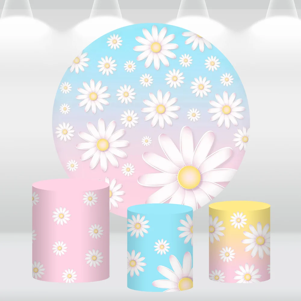 Gradient Pink Daisy Flowers Round Backdrop Cover Girls Baby Shower Birthday Party Banner Circle Background Decor Pedestal Covers
Gradient Pink Daisy Flowers Round Backdrop Cover Girls Baby Shower Birthday Party Banner Circle Background Decor Pedestal Covers