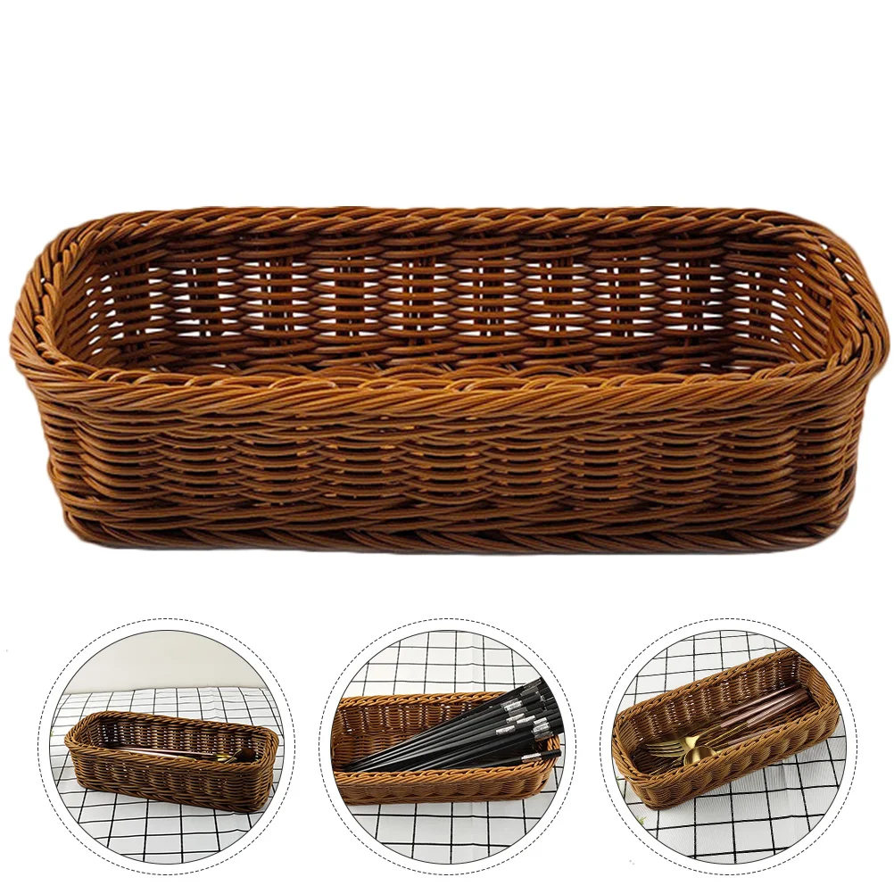 Dinnerware Rattan-like Woven Storage Basket Tableware Holder Household Chopsticks Spoon Brown Multifunctional
Dinnerware Rattan-like Woven Storage Basket Tableware Holder Household Chopsticks Spoon Brown Multifunctional
