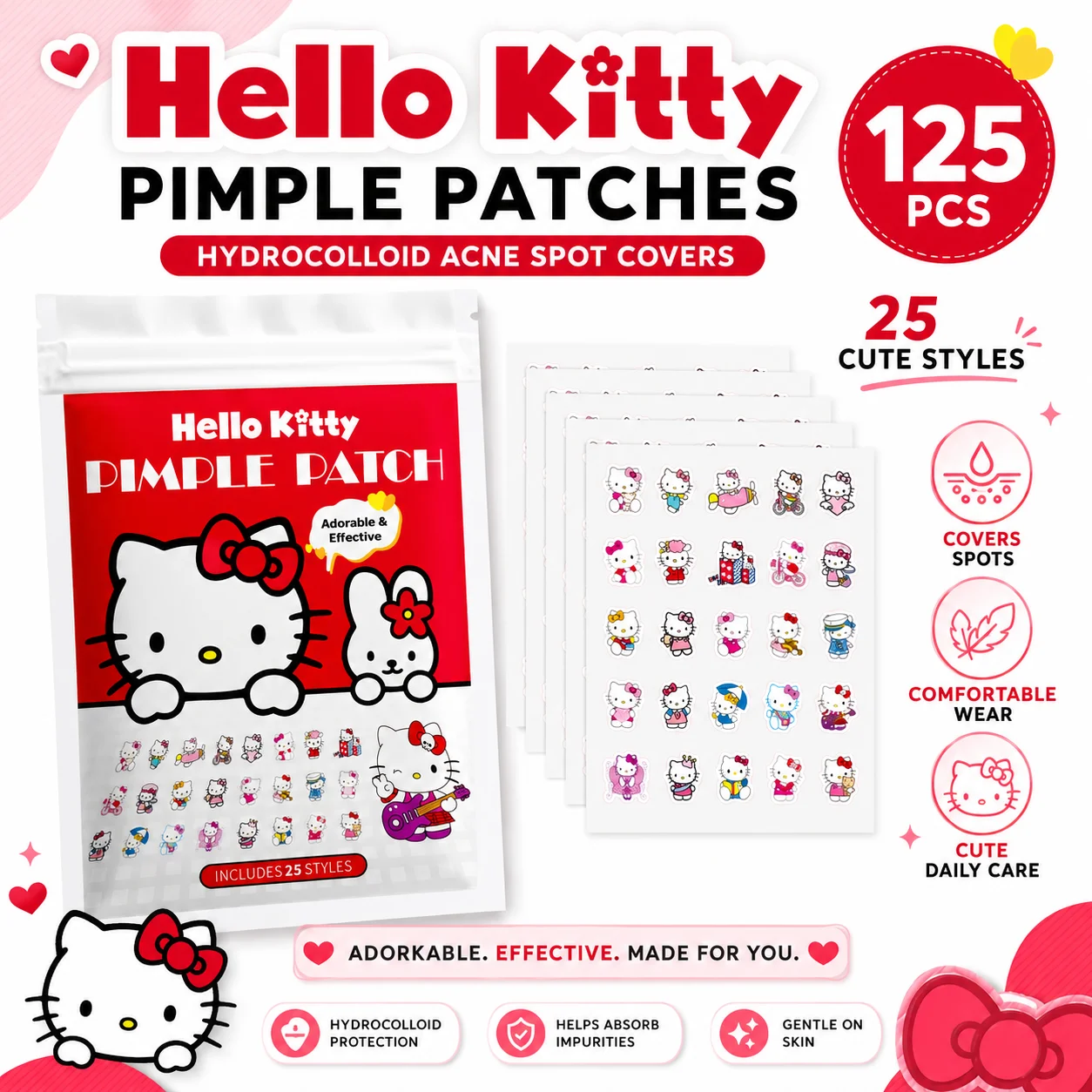 125PCS hello kitty Acne patches, facial acne patches, hydrogel acne removal patches, concealer
125PCS hello kitty Acne patches, facial acne patches, hydrogel acne removal patches, concealer