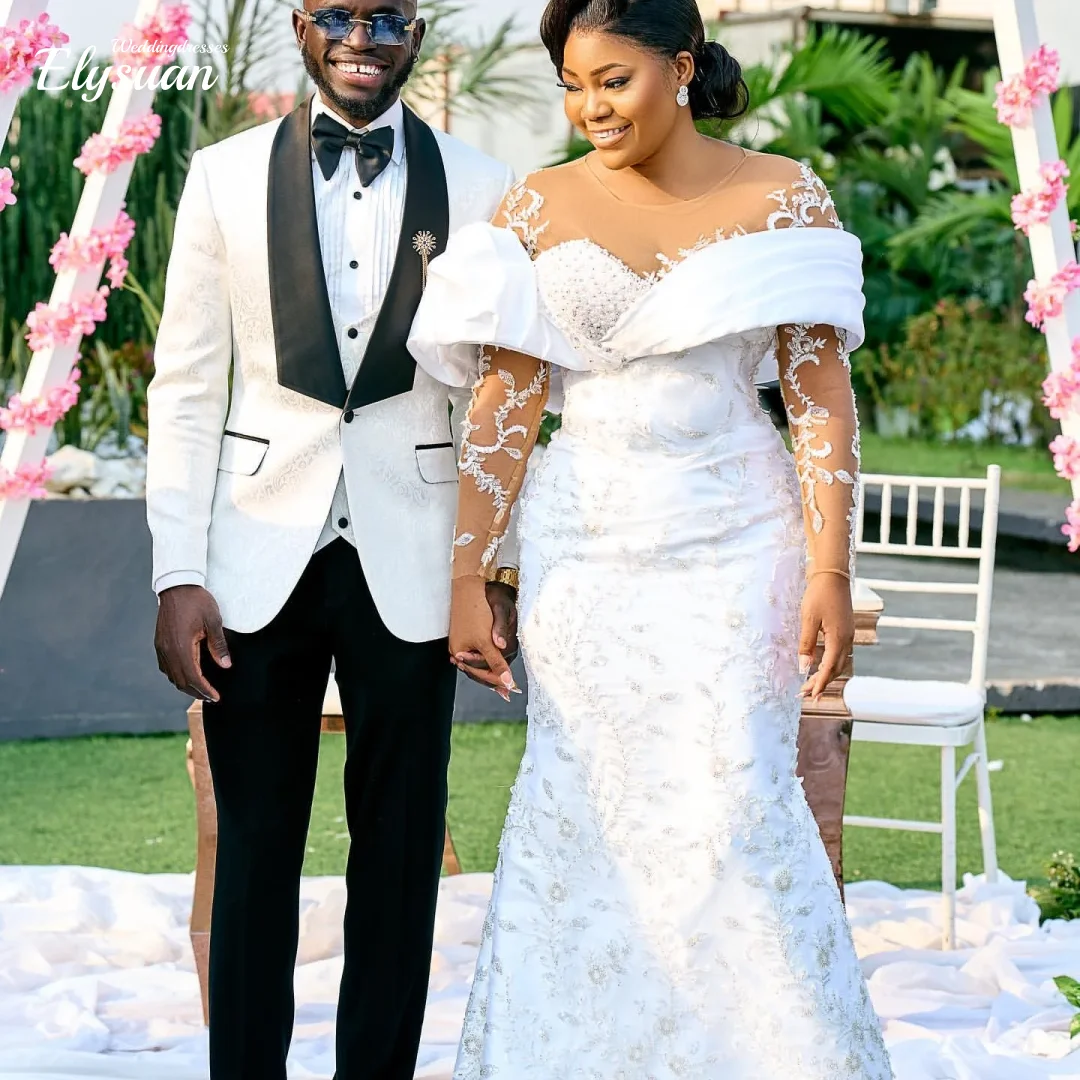 Customized Elegant African Wedding Dresses Black Girls Mermaid Long Sleeves Lace Beaded Bridal Gowns Vestido De Novia
Customized Elegant African Wedding Dresses Black Girls Mermaid Long Sleeves Lace Beaded Bridal Gowns Vestido De Novia