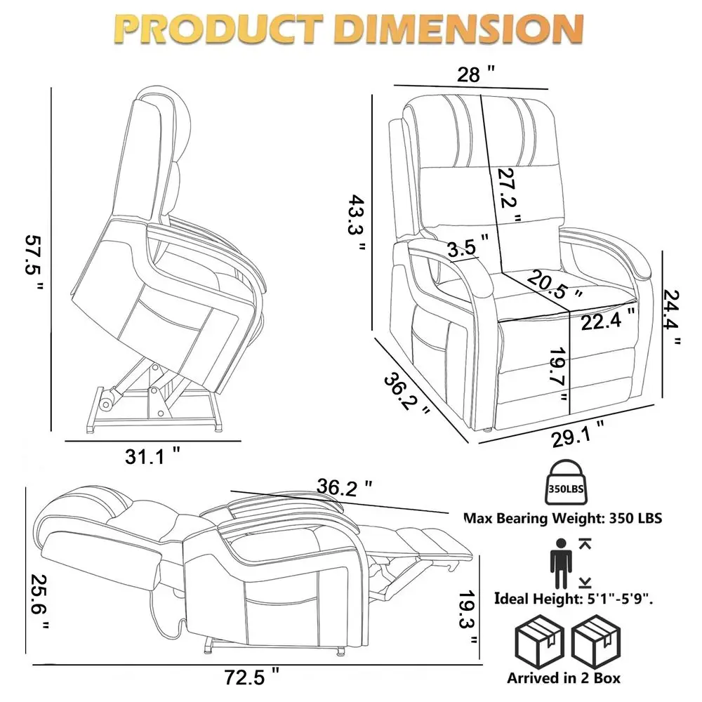 Dual Motor Power Lift Recliner Chair, Lift Chair with Massage and Heat for Elderly, Lay Flat Recliner, Standing Assistance, Inf
Dual Motor Power Lift Recliner Chair, Lift Chair with Massage and Heat for Elderly, Lay Flat Recliner, Standing Assistance, Inf