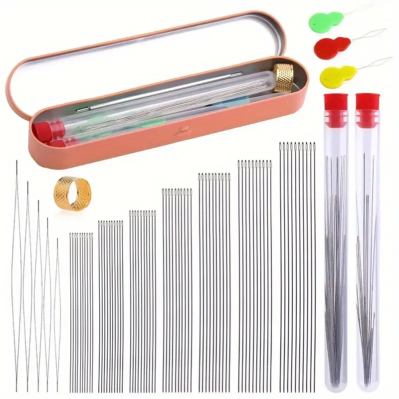 Beading Needles Set Include 70Pcs Long Straight Beading Thread Needles, 5Pcs Big Eye Beading Needles, Embroidery Needles withBoX
Beading Needles Set Include 70Pcs Long Straight Beading Thread Needles, 5Pcs Big Eye Beading Needles, Embroidery Needles withBoX