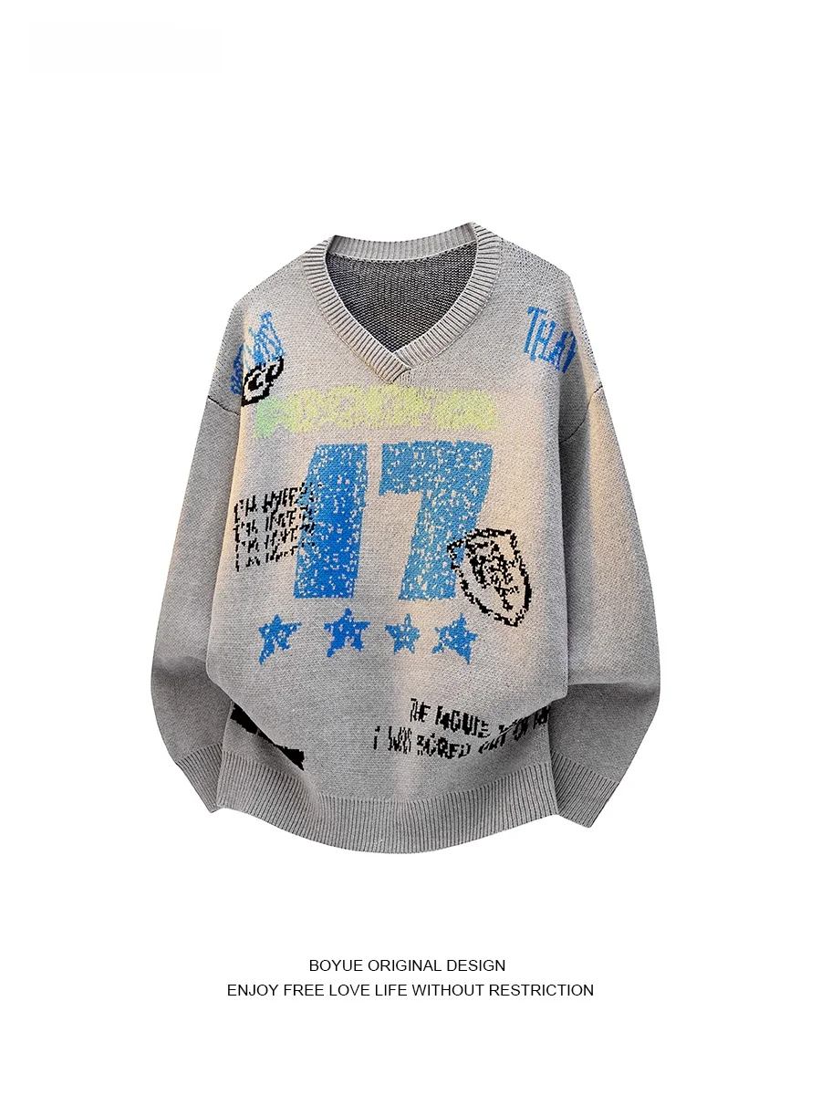 Мужской свитер Boyue Autumn Winter American Letter fiti V-ne, повседневный уличный стиль, вязаный, с V-образным вырезом, в стиле пиксель-арт
Мужской свитер Boyue Autumn Winter American Letter fiti V-ne, повседневный уличный стиль, вязаный, с V-образным вырезом, в стиле пиксель-арт
