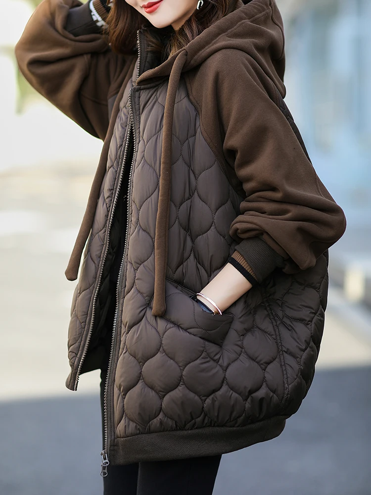 Fashionable Personalized Patchwork Hooded Cotton jacket New Autumn Winter 2023Zipper Thick Coat Loose Versatile Refined Warm Top
Fashionable Personalized Patchwork Hooded Cotton jacket New Autumn Winter 2023Zipper Thick Coat Loose Versatile Refined Warm Top