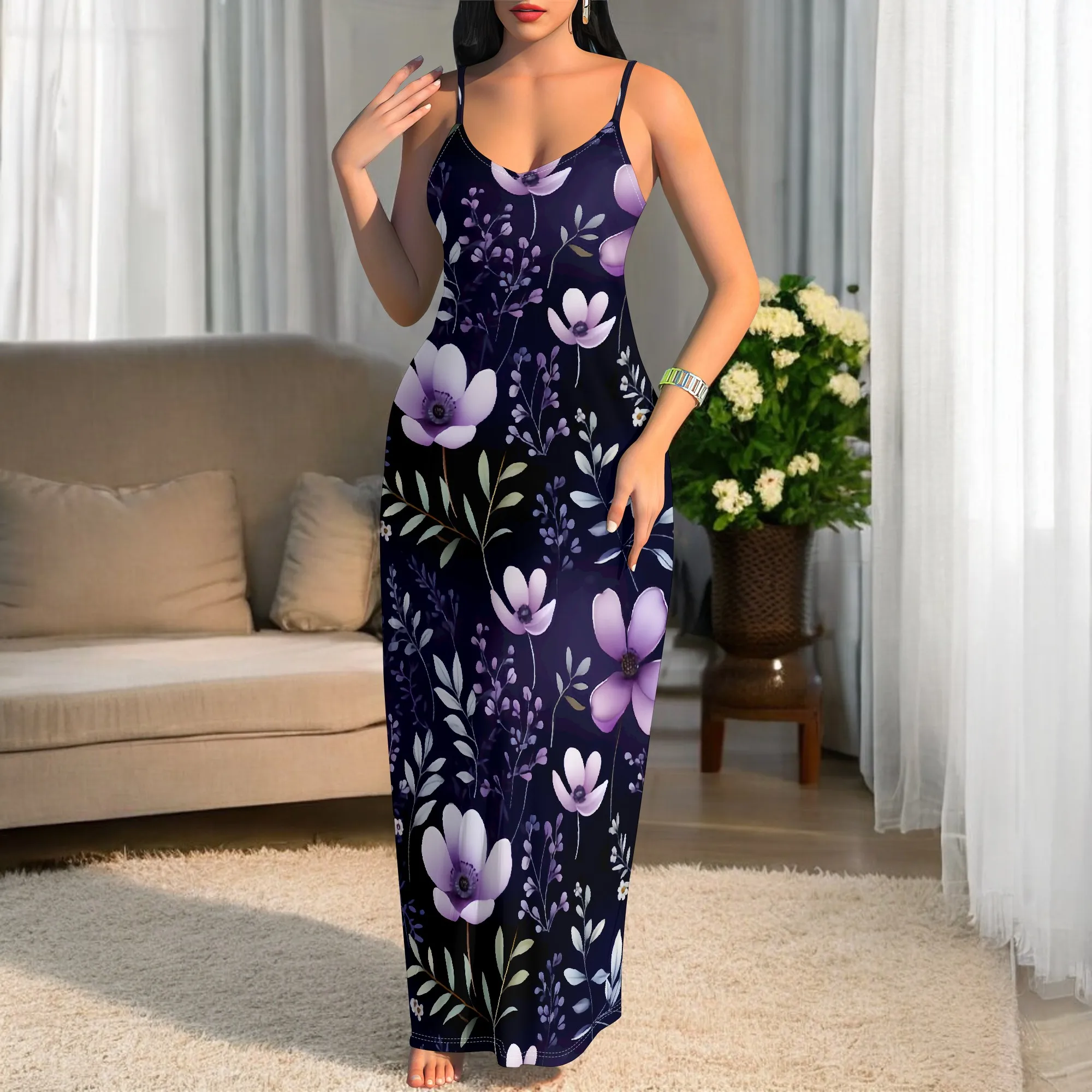 Womens Summer Casual Slip V Neck Long Dresses Spaghetti Strap Sleeveless Bodycon Watercolor Floral Pattern Maxi Dress
Womens Summer Casual Slip V Neck Long Dresses Spaghetti Strap Sleeveless Bodycon Watercolor Floral Pattern Maxi Dress