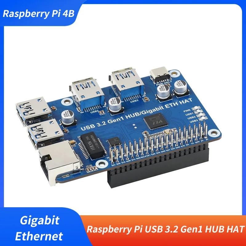 Raspberry Pi USB 3.2 Gen1 HUB HAT DC 5V Expansion Board With Gigabit Ethernet 4 USB 3.2 Gen1 Ports For Raspberry Pi 4B
Raspberry Pi USB 3.2 Gen1 HUB HAT DC 5V Expansion Board With Gigabit Ethernet 4 USB 3.2 Gen1 Ports For Raspberry Pi 4B