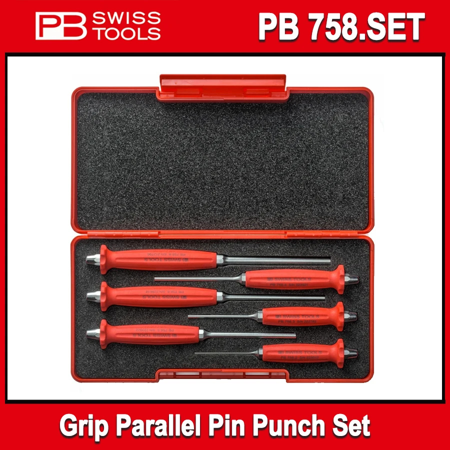 PB Swiss PB 758.SET 6PCS Grip Parallel Pin Punch Set Alloy Steel Drift Punch 2-8mm Anti-Vibration Handle for Rivet Pin Removal
PB Swiss PB 758.SET 6PCS Grip Parallel Pin Punch Set Alloy Steel Drift Punch 2-8mm Anti-Vibration Handle for Rivet Pin Removal