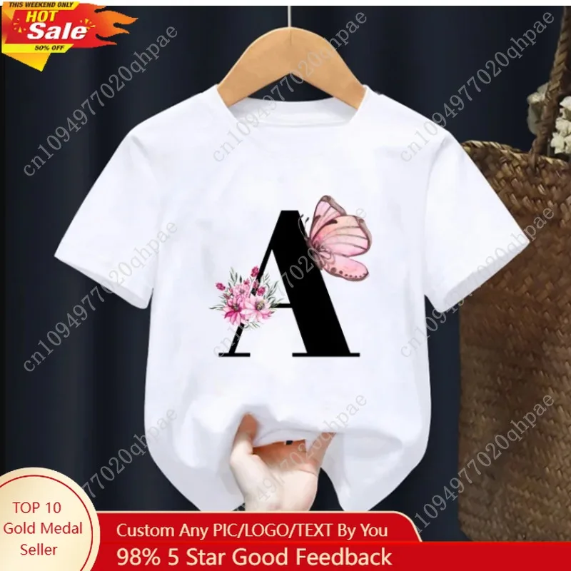 Summer Beautiful Letters Pink Flowers and Butterflies Printed Kids T Shirt Girls Tops Casual Baby Girl T-Shirt Fashion Short
Summer Beautiful Letters Pink Flowers and Butterflies Printed Kids T Shirt Girls Tops Casual Baby Girl T-Shirt Fashion Short