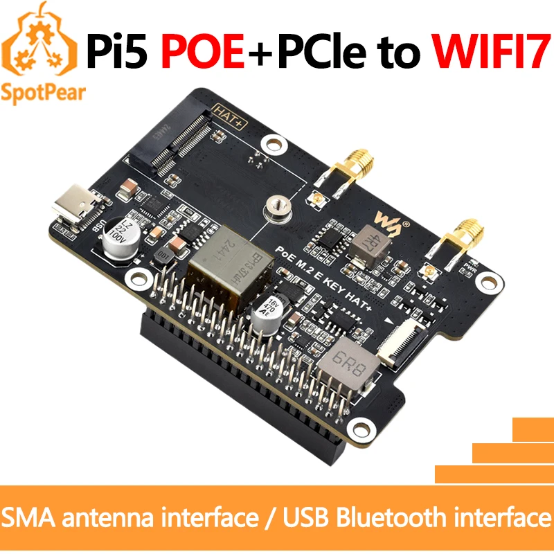 Raspberry Pi 5 POE PCIe к ключу M.2 E NGFF WIFI7 WIFI6 для BE200/AX210/AX200/RTL8822CE
Raspberry Pi 5 POE PCIe к ключу M.2 E NGFF WIFI7 WIFI6 для BE200/AX210/AX200/RTL8822CE