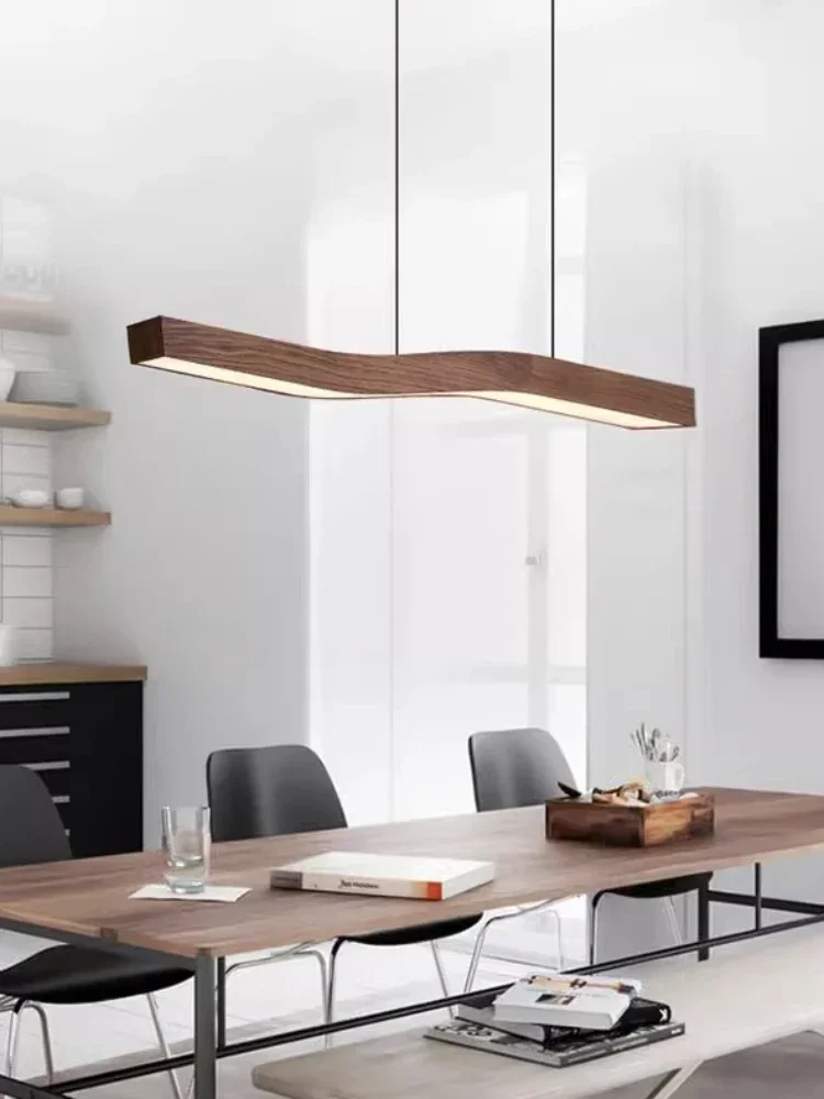 Retro Camur Linear Pendant Light Walnut Wood Grain Long Strip Lamps Restaurant Hanging Lamp Loft Artistic Creativity Dining Room Retro Camur Linear Pendant Light Walnut Wood Grain Long Strip Lamps Restaurant Hanging Lamp Loft Artistic Creativity Dining Room