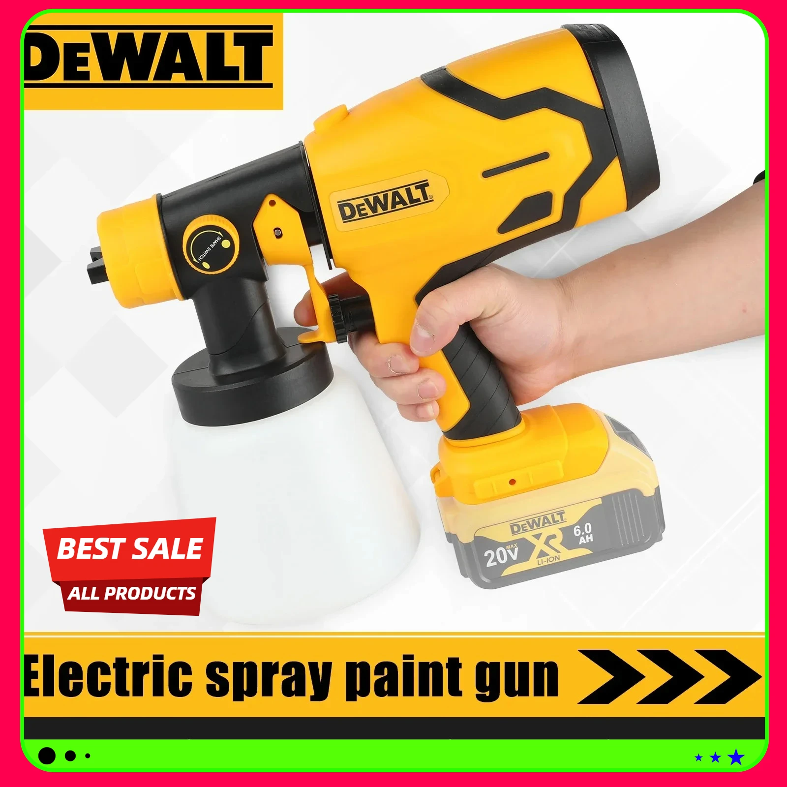 DEWALT Cordless Paint Spray Gun,1000ML,High Power for Auto,Furniture & Steel Coating–Electric Airbrush Tool for Professional
DEWALT Cordless Paint Spray Gun,1000ML,High Power for Auto,Furniture & Steel Coating–Electric Airbrush Tool for Professional