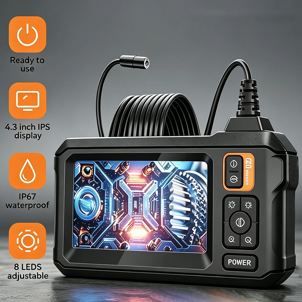 4.3'' IPS Endoscope Camera Rigid Cable 8mm Pipe Borescope Inspection Camera 1080P Endoscope Camera with 8LED Lights IP67 for Car
4.3'' IPS Endoscope Camera Rigid Cable 8mm Pipe Borescope Inspection Camera 1080P Endoscope Camera with 8LED Lights IP67 for Car
