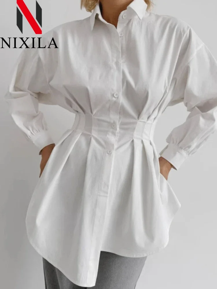 Spring Autumn Elegant Temperament Women Shirts Dress Office Ladies Long Sleeve Women Tops A-Line Blouse Korean Popular Clothes
Spring Autumn Elegant Temperament Women Shirts Dress Office Ladies Long Sleeve Women Tops A-Line Blouse Korean Popular Clothes