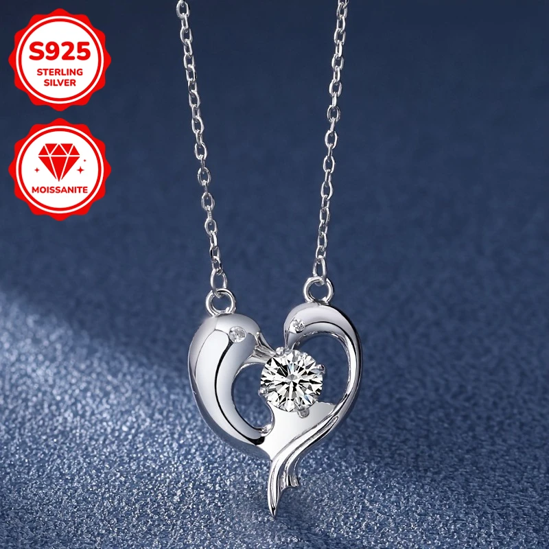 1pc 1Carat S925 Sterling Silver Cute Dolphin-Shaped Moissanite Necklace, Elegant Heart-Shaped Necklace, Valentine's Day.
1pc 1Carat S925 Sterling Silver Cute Dolphin-Shaped Moissanite Necklace, Elegant Heart-Shaped Necklace, Valentine's Day.