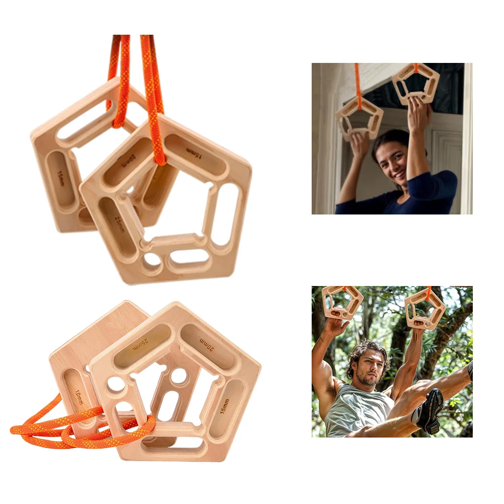 2Pcs Climbing Hang Holds Multifunctional Wooden Climbing Board Strengthen Fingers Pentagon Finger Strengthener for Rock Climbers
2Pcs Climbing Hang Holds Multifunctional Wooden Climbing Board Strengthen Fingers Pentagon Finger Strengthener for Rock Climbers