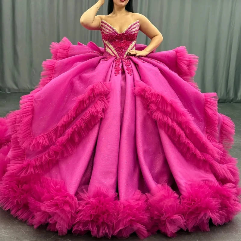Розово-красное блестящее платье Quinceanera, бальное платье с открытыми плечами, аппликация, кружево, бисер, кристалл, тюль, многоуровневое вечерние, день рождения, сладкий 16
Розово-красное блестящее платье Quinceanera, бальное платье с открытыми плечами, аппликация, кружево, бисер, кристалл, тюль, многоуровневое вечерние, день рождения, сладкий 16